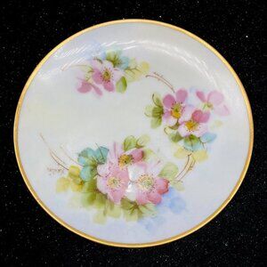 Antique Thomas Bavaria Hand Painted Pink Floral Plate 6”